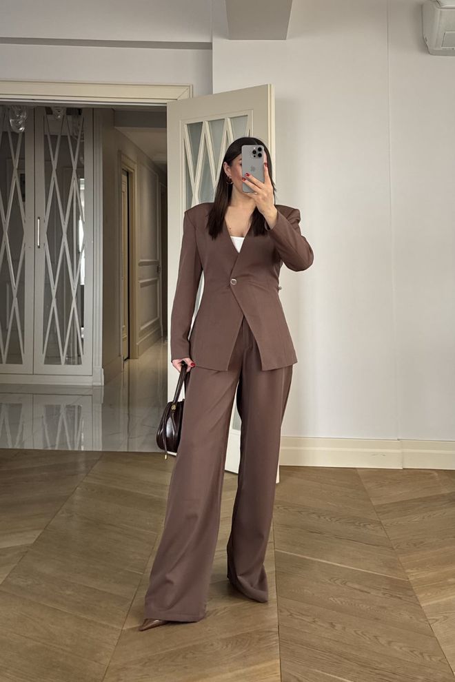 Tuba Brown Elegant Formal Single Breasted Jacket Wholesale Clothing 1