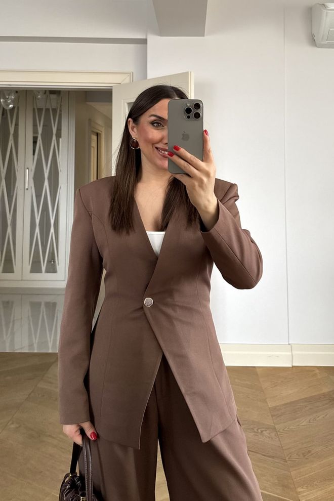 Tuba Brown Elegant Formal Single Breasted Jacket Wholesale Clothing Spring