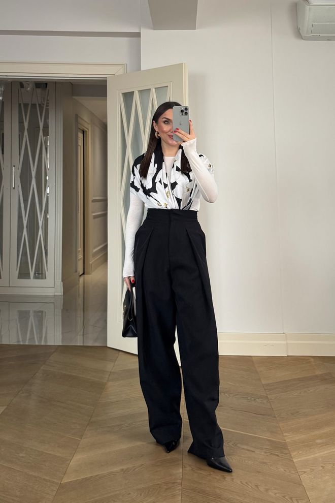 Tuba Juodos Formalios Elegantiškos Palazzo Kelnės Didmeninė prekyba drabužiais Išleistuvės