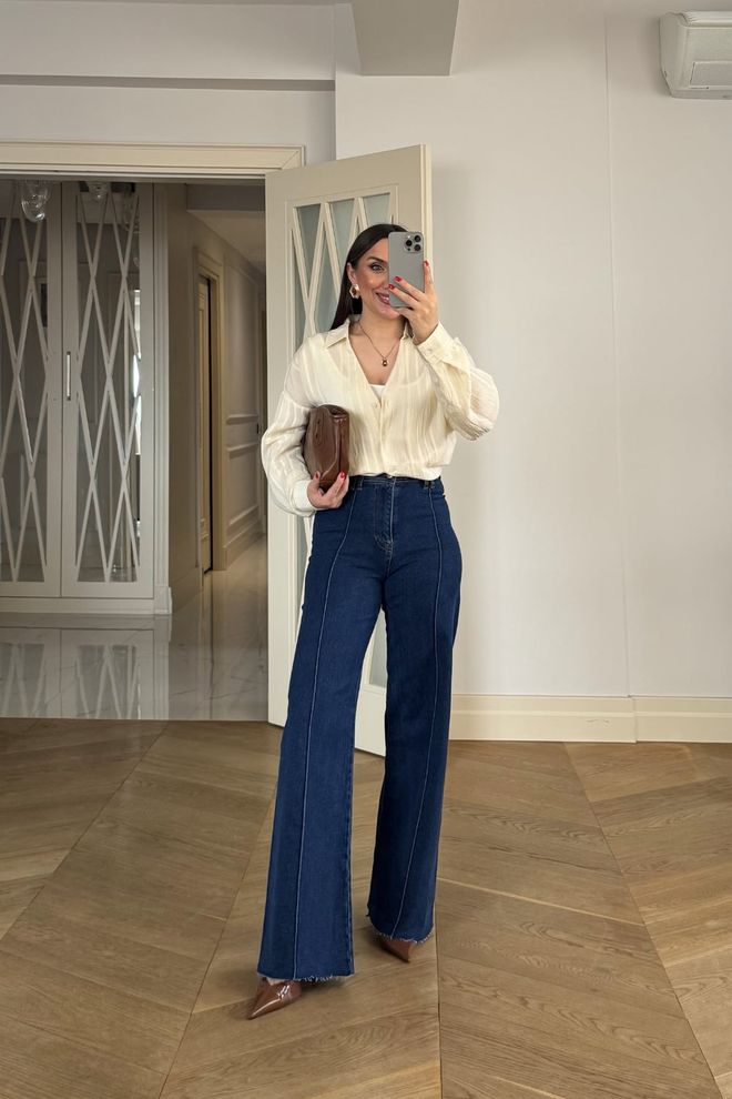 Tuba Beige Striped Shirt With V Neck And Buttoned Closure Wholesale Clothing 5