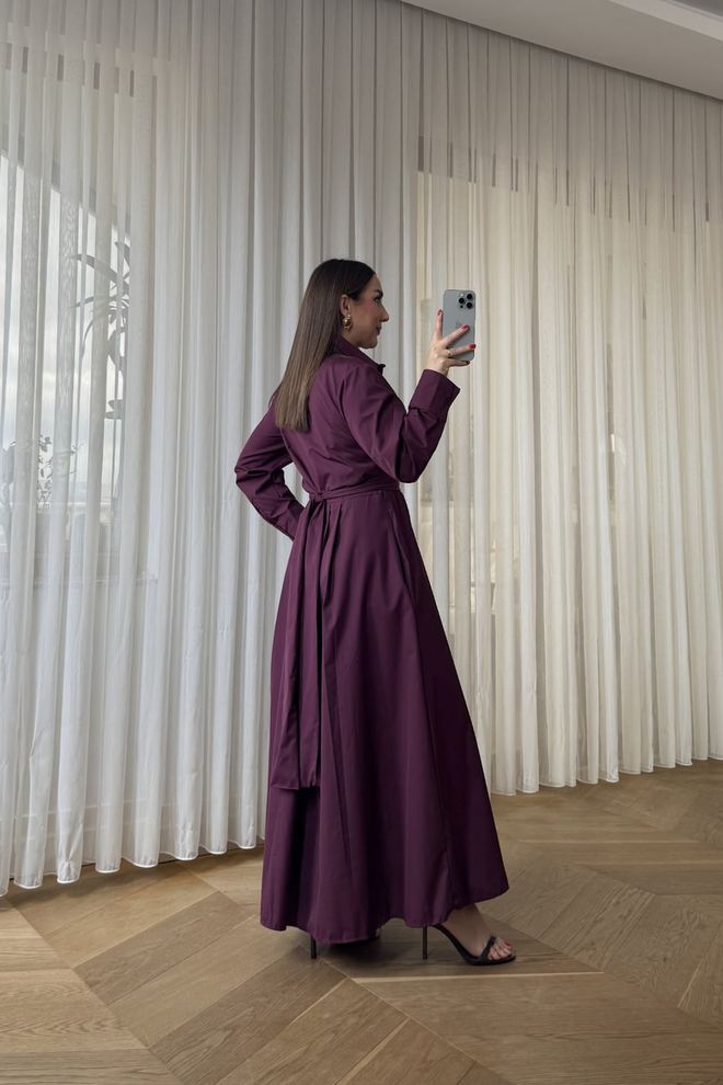 Tuba Claret Red Elegant Floor Length Shirt Dress Wholesale Clothing Christmas