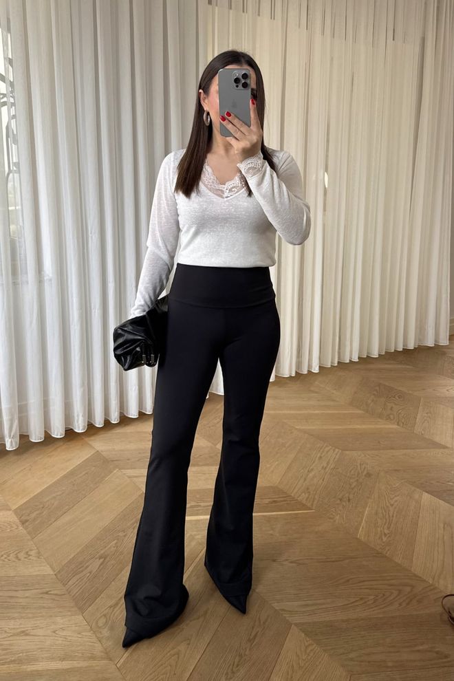 Tuba Black Elegant High Waist Bootcut Flare Leg Pants Wholesale Clothing 5