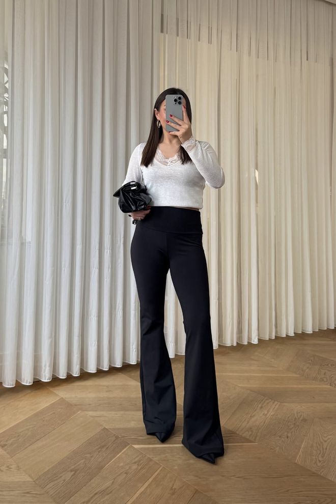 Tuba Black Elegant High Waist Bootcut Flare Leg Pants Wholesale Clothing Formal