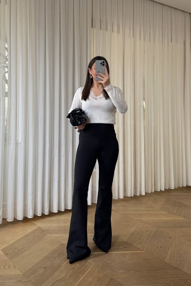 Tuba Black Elegant High Waist Bootcut Flare Leg Pants Wholesale Clothing Spring