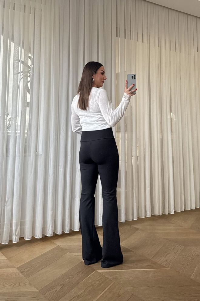 Tuba Black Elegant High Waist Bootcut Flare Leg Pants Wholesale Clothing Cocktail