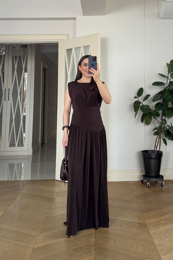 Tuba Elegant Brown Fit And Flare Dress Wholesale Clothing Formal