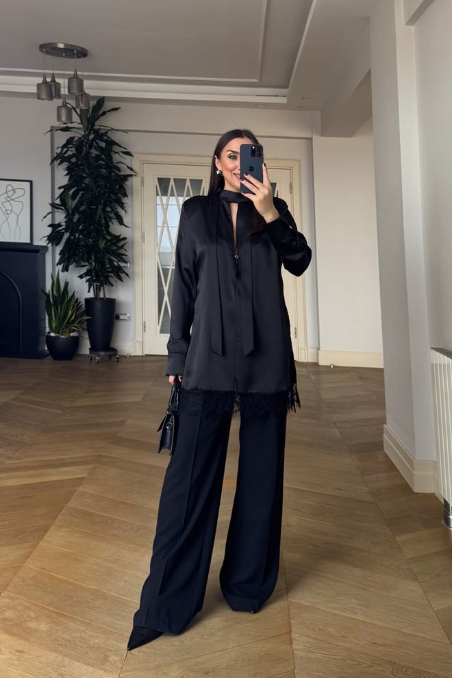 Tuba Μαύρο Κομψό Επίσημο Glam Πουκάμισο Χονδρικό εμπόριο ενδυμάτων Επίσημο