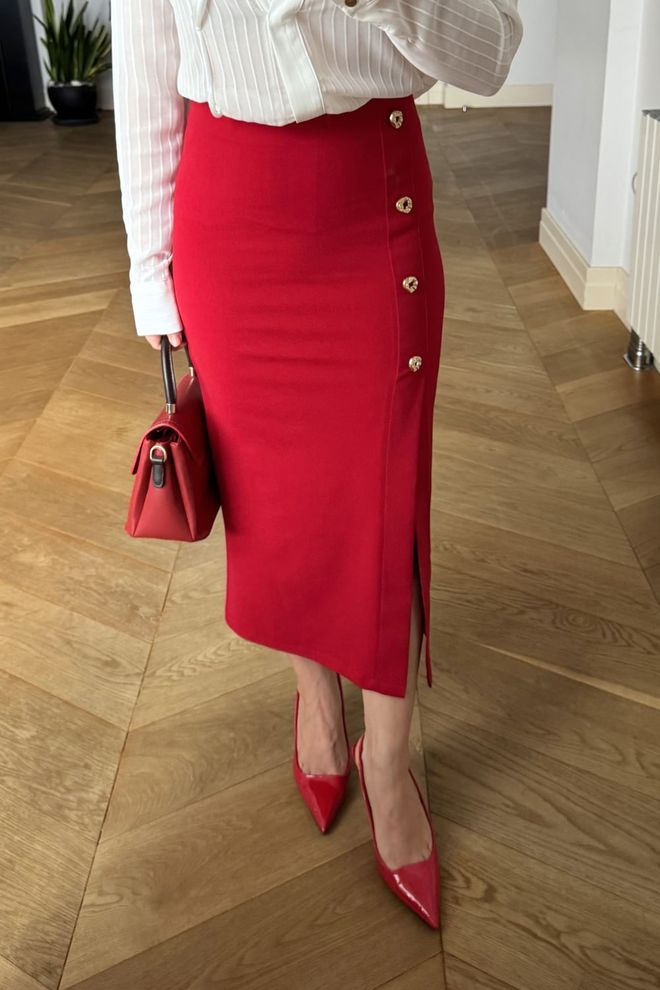 Tuba Црвена Оловка Миди Сукња Са Дугмадима Велепродаја одеће 1