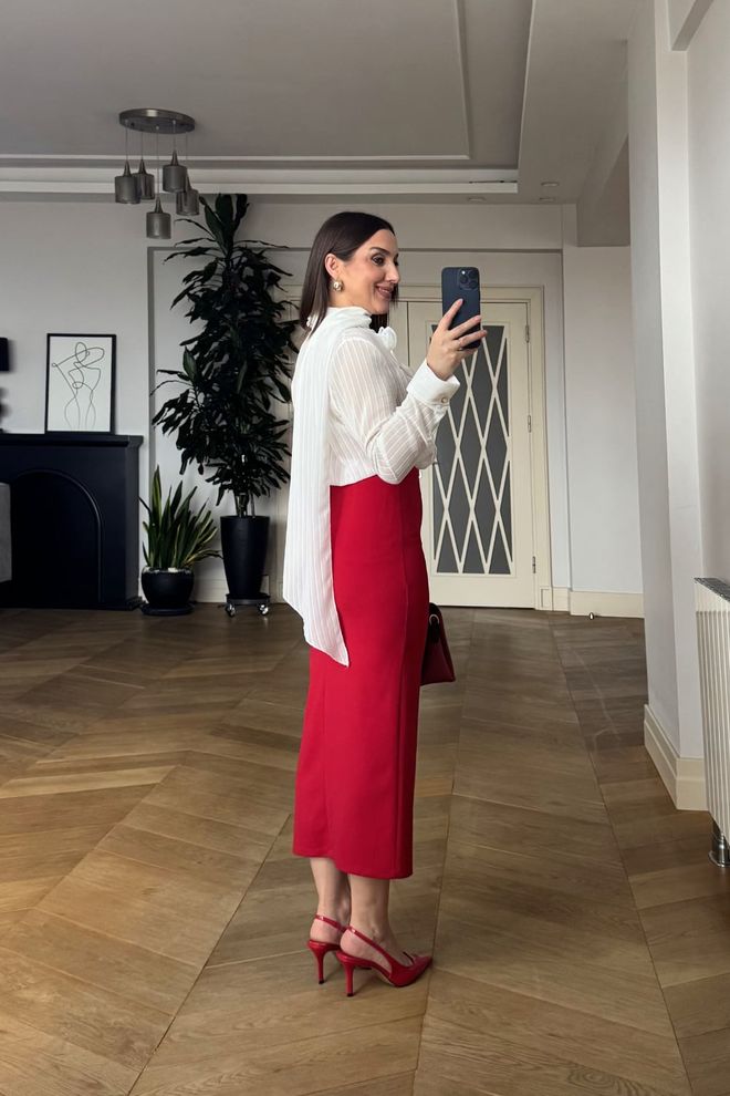 Tuba Црвена Оловка Миди Сукња Са Дугмадима Велепродаја одеће Божић