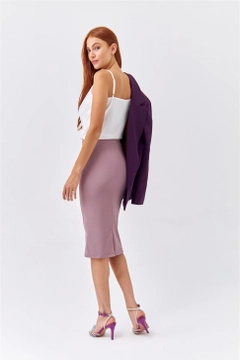 Una modelo de ropa al por mayor lleva 35944 - Skirt - Light Damson Color, Falda turco al por mayor de Tuba Butik