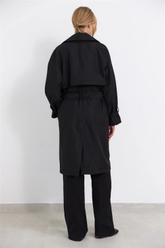 Veleprodajni model oblačil nosi 36436 - Trenchcoat - Black, turška veleprodaja Trenčkot od Tuba Butik