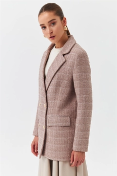 A wholesale clothing model wears 36777 - Jacket - Mink, Turkish wholesale Jacket of Tuba Butik