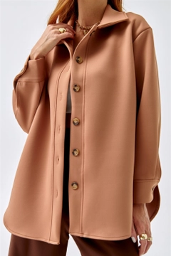 عارض ملابس بالجملة يرتدي 36150 - Shirt Jacket - Light Brown، تركي بالجملة السترة من Tuba Butik