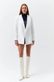 Ένα μοντέλο χονδρικής πώλησης ρούχων φοράει 36340-jacket-white, τούρκικο  χονδρικής πώλησης από 