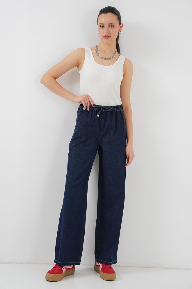 Umay Pantaloni Palazzo Blu Navy Abbigliamento all'ingrosso Casuale