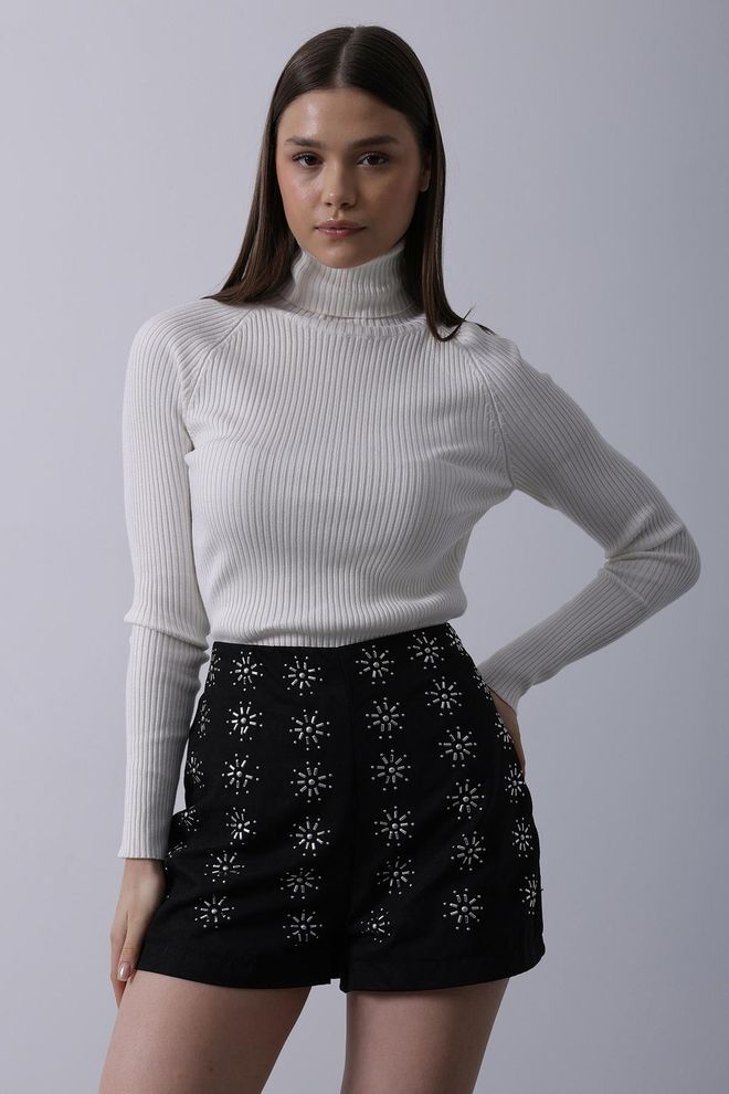 Umay Black High Waist Bermuda Shorts Wholesale Clothing Spring