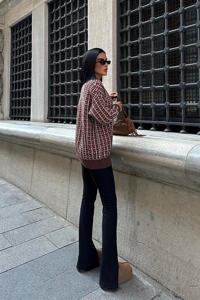 Umay Rebeca Marrón A Cuadros Abotonada Con Bolsillo Con Solapa Ropa al por mayor Casual