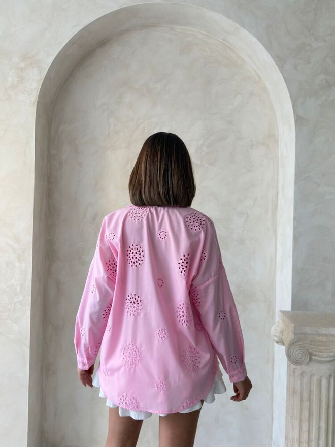 Umay Camisa Rosa Casual Elegante Boho Ropa al por mayor Casual