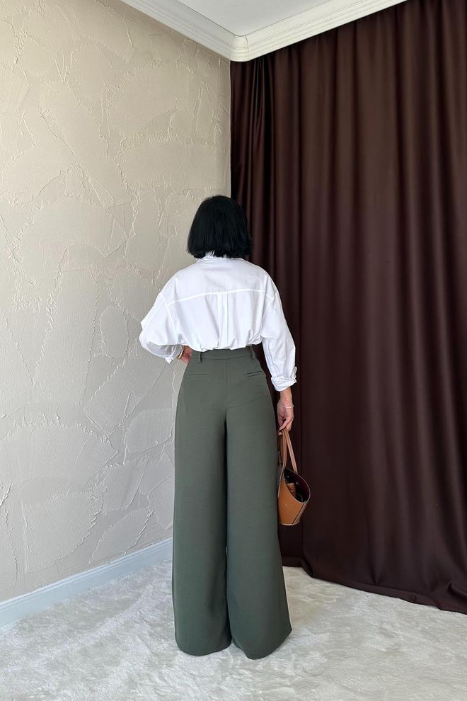 Umay Pantaloni Palazzo Verdi Eleganti Con Vita Alta Abbigliamento all'ingrosso Casuale