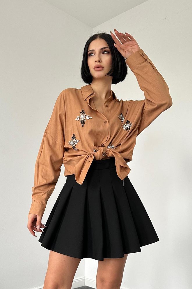 Umay Camisa Marrón Casual Elegante Glam Ropa al por mayor Casual