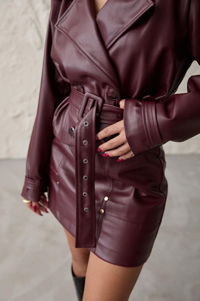 Umay Gonna Bodycon Mini Bordeaux Con Tasca Applicata Abbigliamento all'ingrosso Casuale