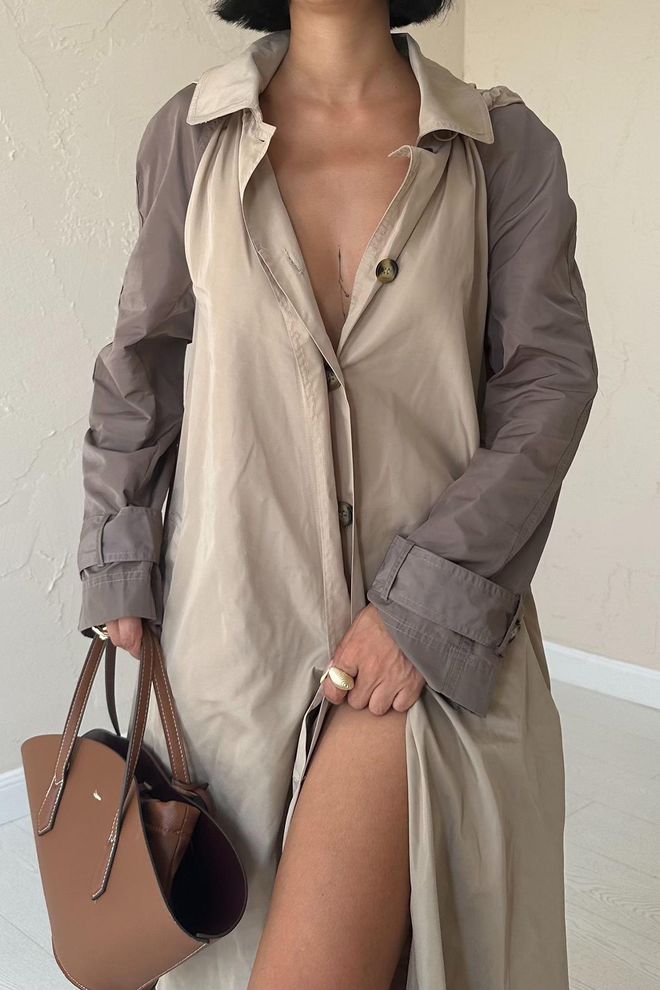Umay Gabardina Beige Un Solo Pecho Con Capucha Y Bolsillos Con Solapa Ropa al por mayor Casual