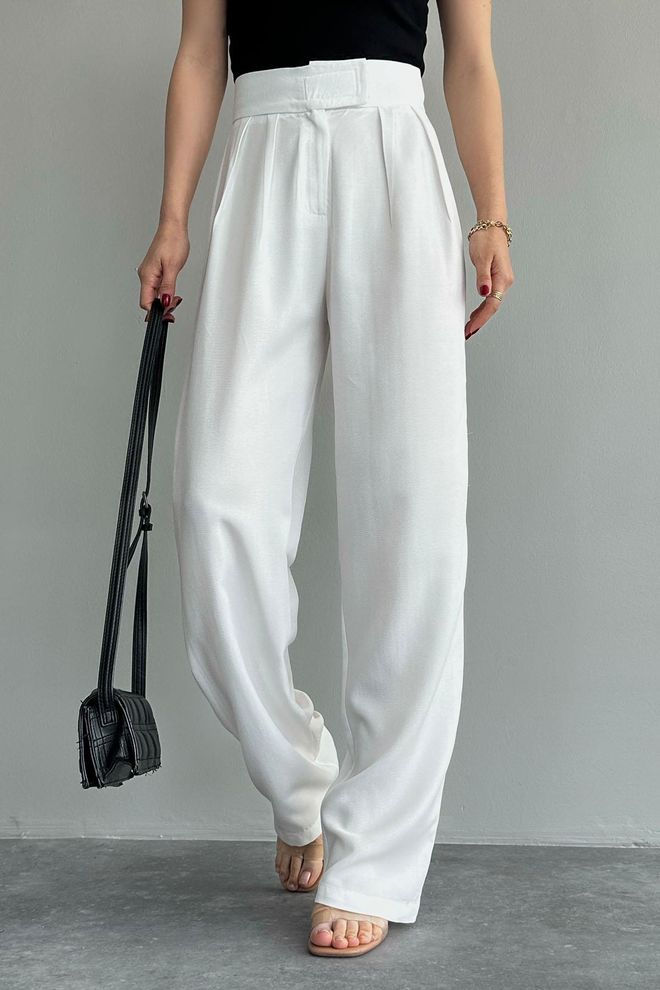 Umay Pantaloni Palazzo Bianchi Eleganti Abbigliamento all'ingrosso Casuale