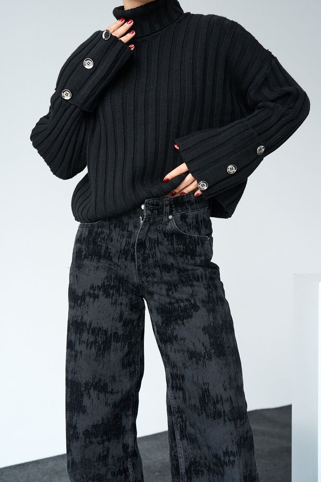 Umay Maglione Nero Con Collo A Tartaruga Casual & Elegante Abbigliamento all'ingrosso Casuale