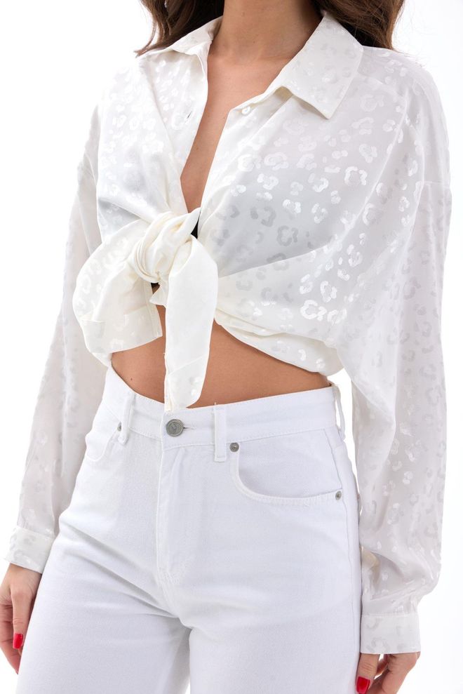 Umay Camisa Casual Blanca Con Estampado Animal Ropa al por mayor Casual