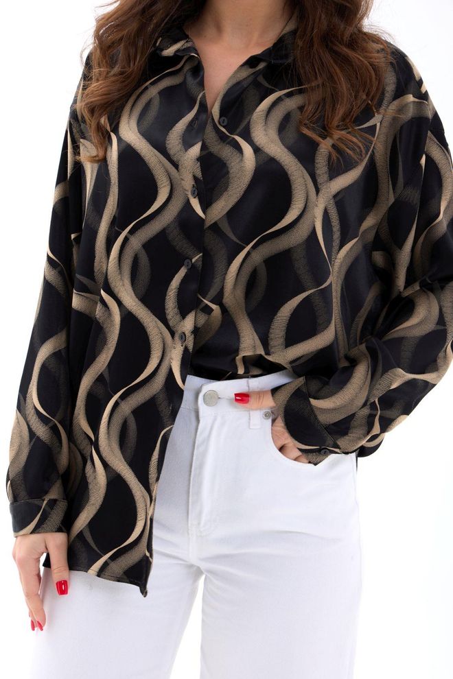 Umay Camisa Negra Casual Elegante De Corte Oversize Ropa al por mayor Casual