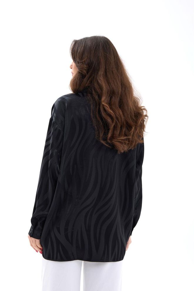 Umay Camisa Casual Negra Con Estampado De Cebra Y Corte Oversize Ropa al por mayor Casual