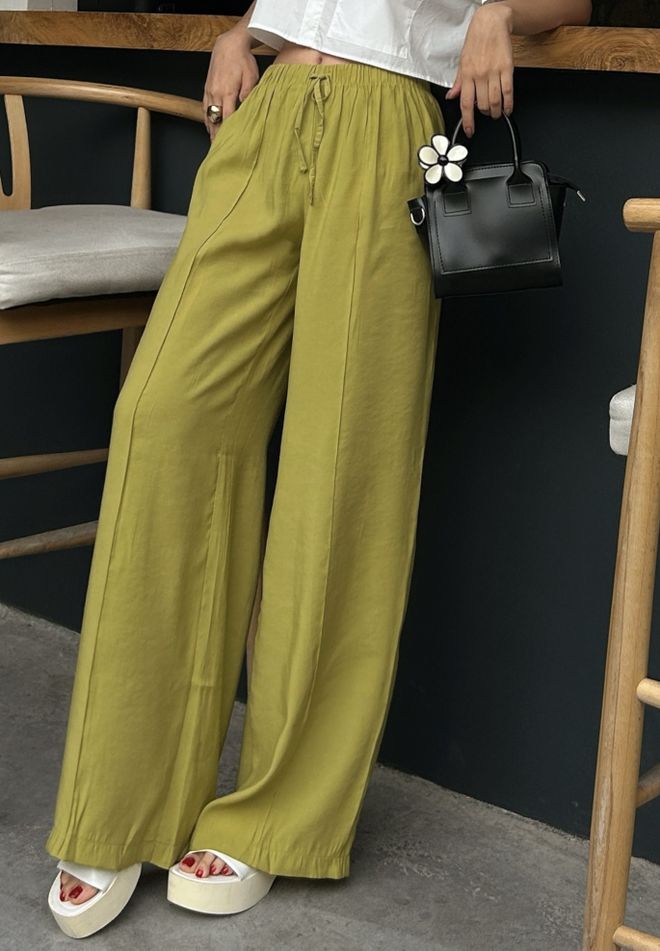 Umay Pantaloni Palazzo Verdi Casual Boho Eleganti Abbigliamento all'ingrosso Casuale