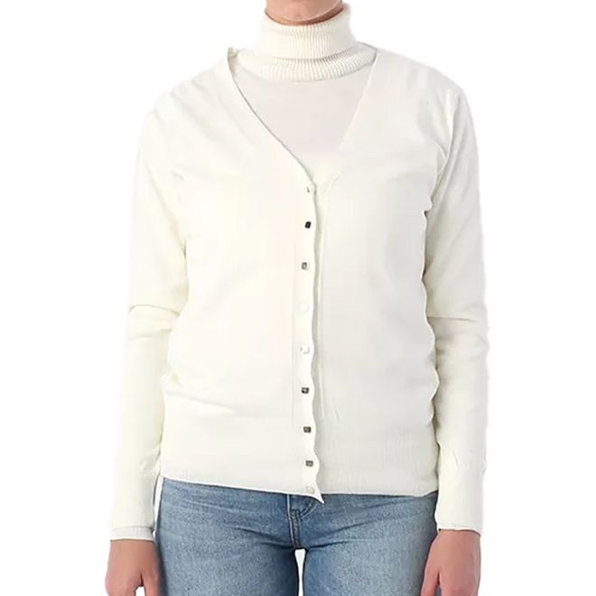 Velvet Gilet Blanc Boutonné Avec Col En V Et Coupe Régulière Vêtements en gros Modeste