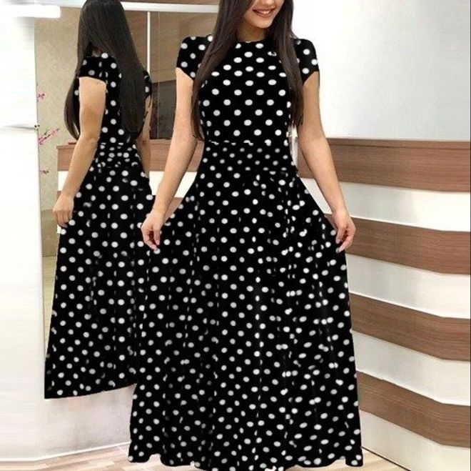 Velvet Zwarte Vintage Elegante Polka Dot A lijn Jurk Groothandel Kleding Casual