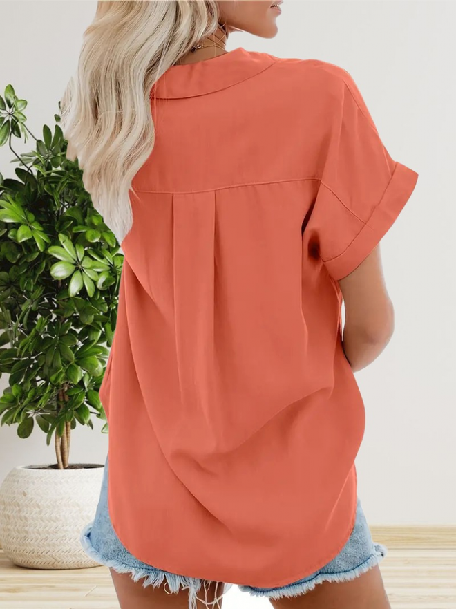 Velvet Oranje Casual Formeel Elegant Streetwear Shirt Groothandel Kleding Casual
