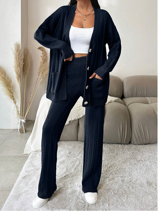 Velvet Conjunto Negro Casual Elegante Palazzo Oversize Ropa al por mayor Casual