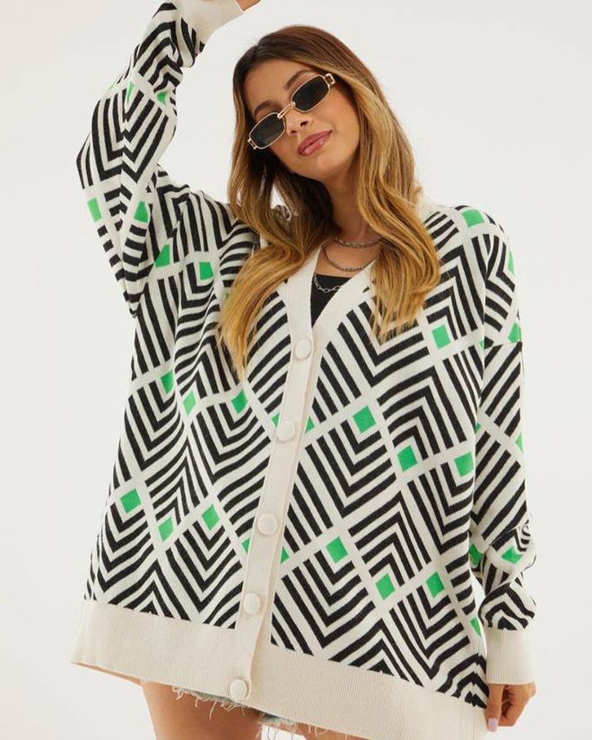 Velvet Gilet Blanc Décontracté Oversize Avec Motif Géométrique Vêtements en gros Décontracté