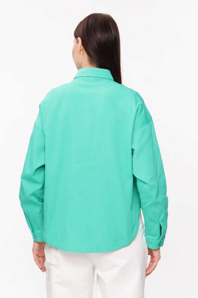 Velvet Groen Oversized Casual Shirt Met Polokraag Groothandel Kleding Casual