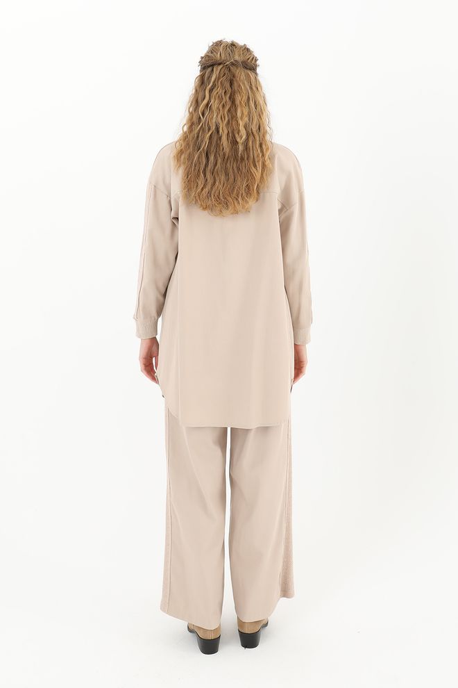 Velvet Conjunto Beige Elegante Oversized Palazzo Ropa al por mayor Modesto