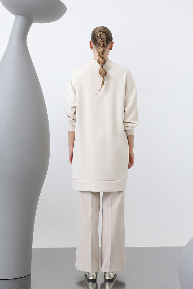 Velvet Beige Modest Casual Elegant Tunic Wholesale Clothing 1