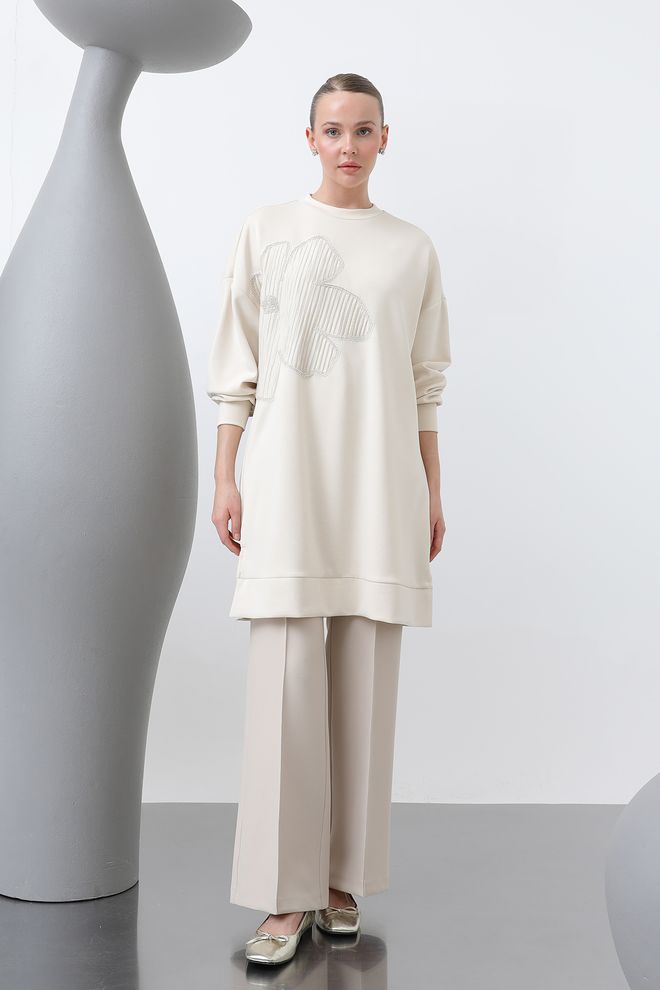 Velvet Beige Modest Casual Elegant Tunic Wholesale Clothing Lounge