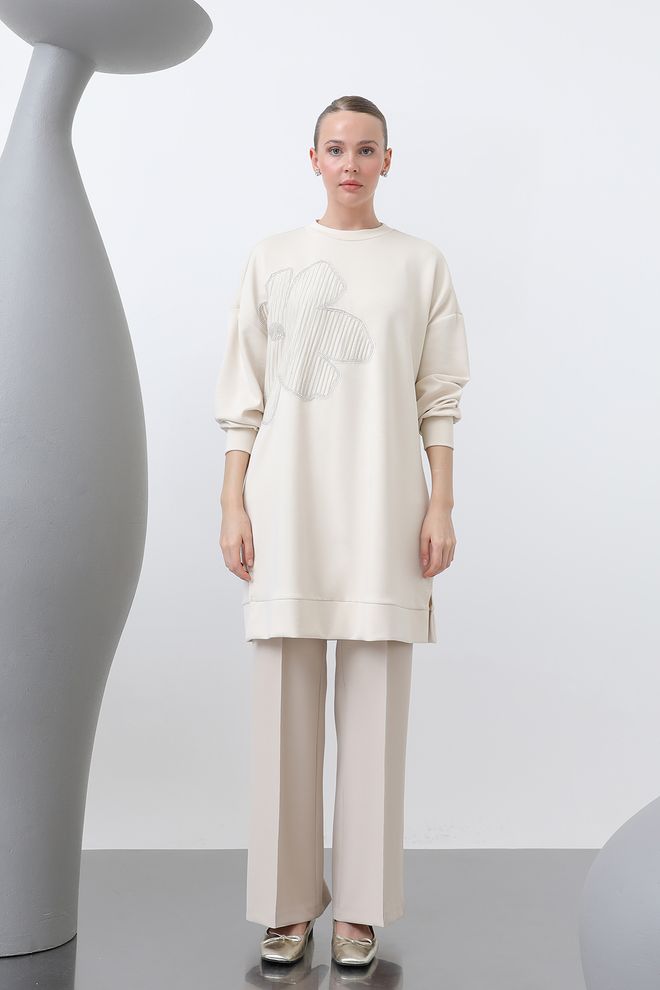 Velvet Beige Modest Casual Elegant Tunic Wholesale Clothing Spring