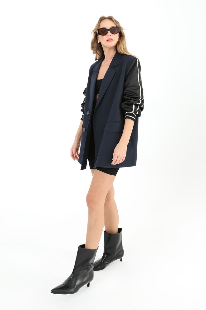 Velvet Chaqueta Blazer Doble Botonadura Azul Marino Ropa al por mayor Casual