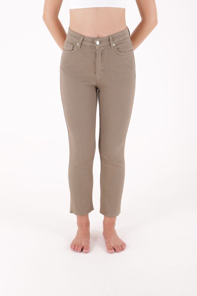 XLove Vaqueros Mom Fit De Cintura Alta Con Acabado De Borlas Verde Ropa al por mayor Algodón