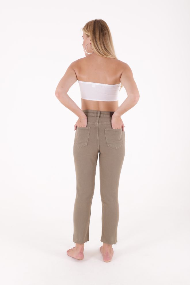 XLove Vaqueros Mom Fit De Cintura Alta Con Acabado De Borlas Verde Ropa al por mayor Cumpleaños