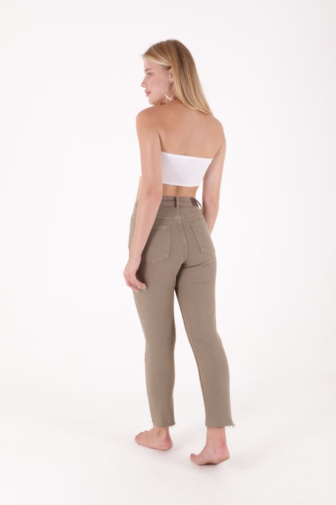 XLove Vaqueros Mom Fit De Cintura Alta Con Acabado De Borlas Verde Ropa al por mayor Formal