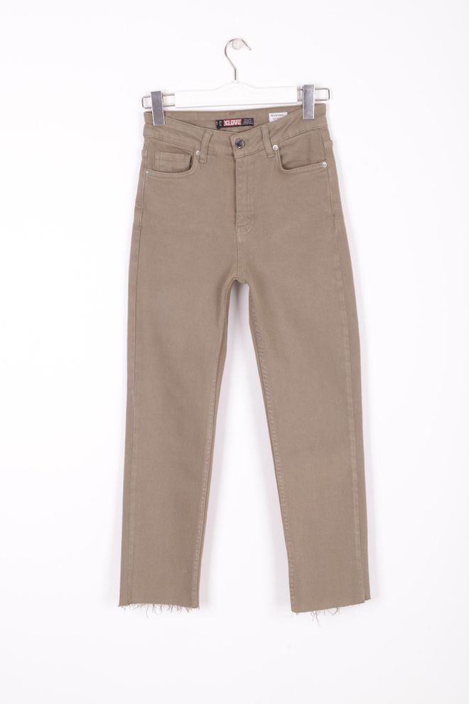 XLove Vaqueros Mom Fit De Cintura Alta Con Acabado De Borlas Verde Ropa al por mayor Elastano