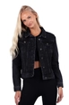 A wholesale clothing model wears 37399-denim-jacket-anthracite, Turkish wholesale  of 