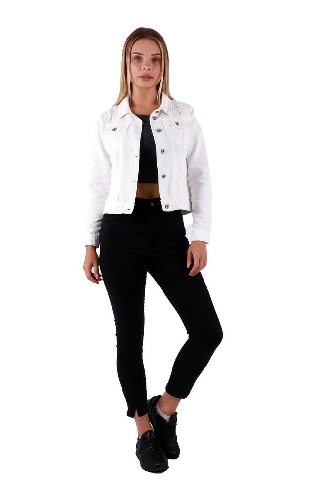 XLove Jeansjacke Weiß Großhandelskleidung Lässig