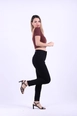 A wholesale clothing model wears 37467-jeans-black, Turkish wholesale  of 